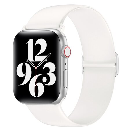 Elastisches Solo Loop Armband - Weiß - Geeignet für Apple Watch 42mm / 44mm / 45mm / 49mm
