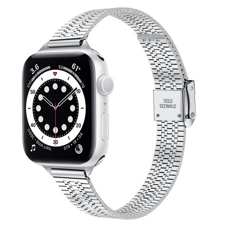 Edelstahl Slim Fit Armband - Silber - Geeignet für Apple Watch 42mm / 44mm / 45mm / 49mm
