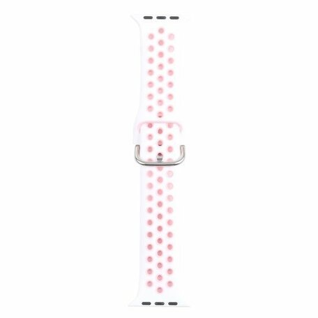Silikon-Sportband mit Schnalle - Weiß + Pink - Geeignet für Apple Watch 42mm / 44mm / 45mm / 49mm