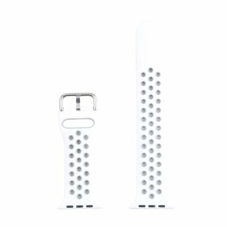 Silikon-Sportband mit Schnalle - Weiß + Grau - Geeignet für Apple Watch 42mm / 44mm / 45mm / 49mm
