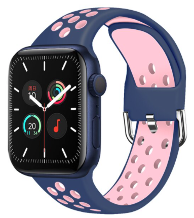 Silikon-Sportband mit Schnalle - Blau Lila + Pink - Geeignet für Apple Watch 42mm / 44mm / 45mm / 49mm