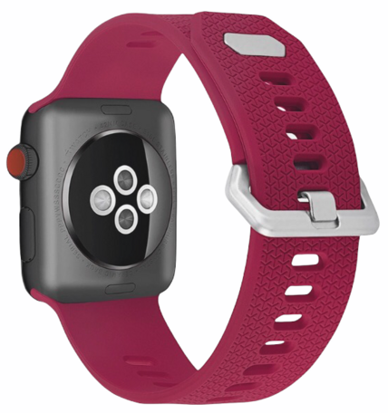 Gemustertes Silikonarmband - Rose Rot - Geeignet für Apple Watch 42mm / 44mm / 45mm / 49mm