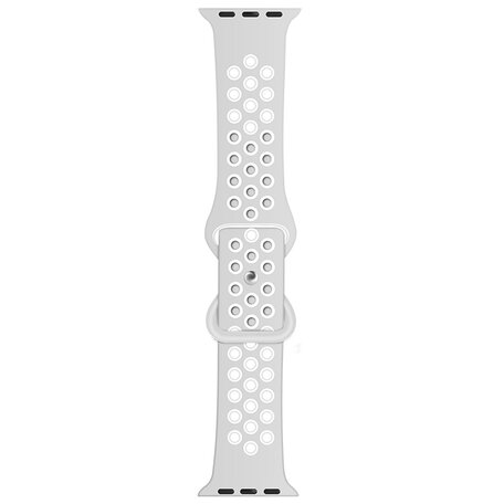 Sportarmband mit zusätzlicher Schlaufe - Grau + Weiß - Geeignet für Apple Watch 42mm / 44mm / 45mm / 49mm