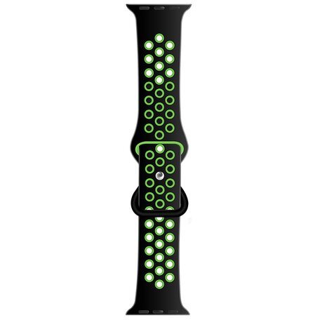 Sportarmband mit zusätzlicher Schlaufe - Schwarz + Grün - Geeignet für Apple Watch 42mm / 44mm / 45mm / 49mm