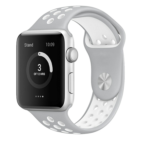 Sportarmband - Größe: S/M - Grau + Weiß - Geeignet für Apple Watch 42mm / 44mm / 45mm / 49mm