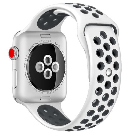 Sportarmband - Größe: S/M - Weiß + Schwarz - Geeignet für Apple Watch 42mm / 44mm / 45mm / 49mm