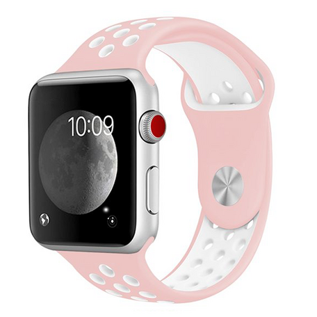 Sportarmband - Größe: S/M - Pink + Weiß - Geeignet für Apple Watch 42mm / 44mm / 45mm / 49mm