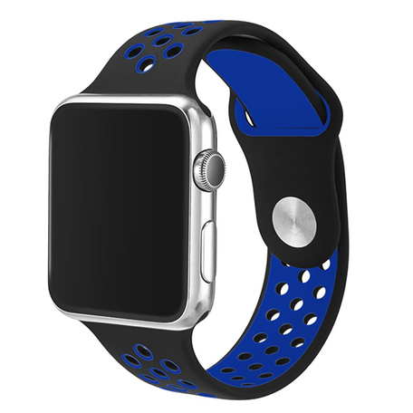 Sportarmband - Größe: S/M - Schwarz + Blau - Geeignet für Apple Watch 42mm / 44mm / 45mm / 49mm