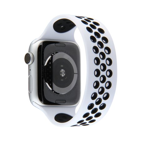 Solo Loop Sportband - Größe: L - Weiß + Schwarz - Geeignet für Apple Watch 42mm / 44mm / 45mm / 49mm