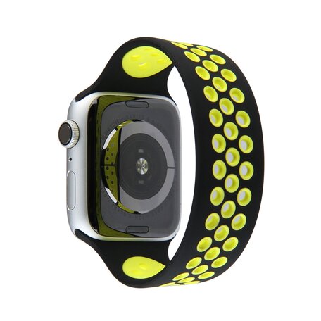 Solo Loop Sportband - Größe: M - Schwarz + Gelb - Geeignet für Apple Watch 42mm / 44mm / 45mm / 49mm