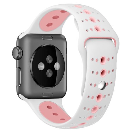 Sportarmband Farbkombination - Weiß + Pink - Geeignet für Apple Watch 42mm / 44mm / 45mm / 49mm
