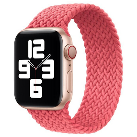 Geflochtenes Solo Loop Armband - Größe: L - Pink - Geeignet für Apple Watch 42mm / 44mm / 45mm / 49mm