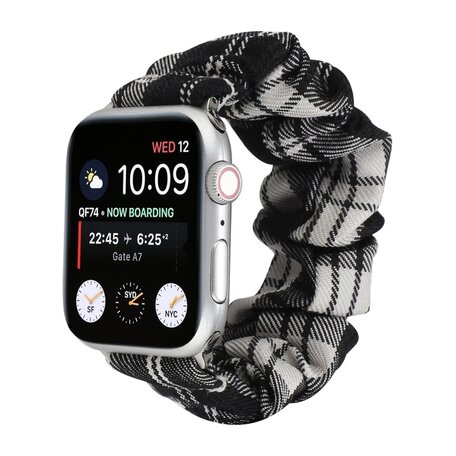 Elastisches Armband - Schwarz / Weiß - Geeignet für Apple Watch 42mm / 44mm / 45mm / 49mm