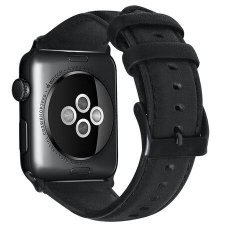 Luxus-Echtlederarmband - Schwarz - Geeignet für Apple Watch 42mm / 44mm / 45mm / 49mm