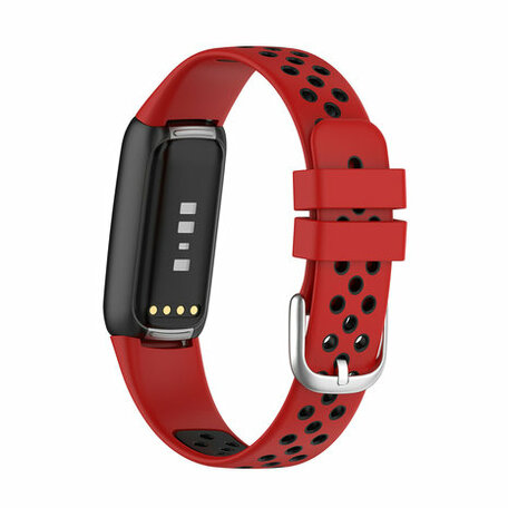 Fitbit Luxe - Silikon-Sportband - Größe: Large - Rot + Schwarz