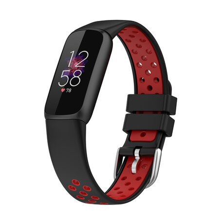 Fitbit Luxe - Silikon-Sportband - Größe: Large - Schwarz + Rot