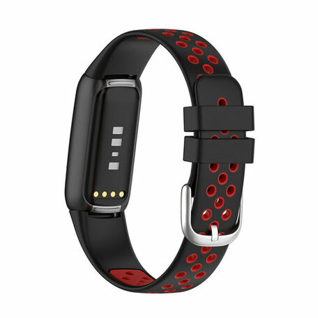 Fitbit Luxe - Silikon-Sportband - Größe: Large - Schwarz + Rot