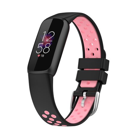 Fitbit Luxe - Silikon-Sportband - Größe: Large - Schwarz + rosa
