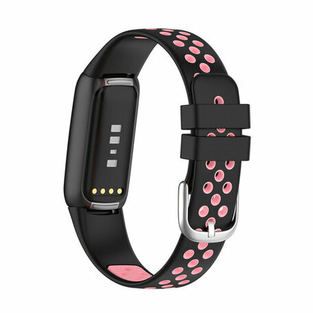Fitbit Luxe - Silikon-Sportband - Größe: Large - Schwarz + rosa