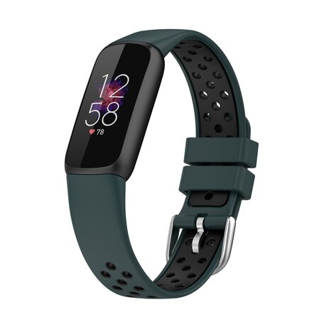 Fitbit Luxe - Silikon-Sportband - Größe: Large - Dunkelgrün + Schwarz