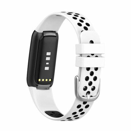 Fitbit Luxe - Silikon-Sportband - Größe: Large - Weiß + Schwarz