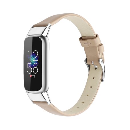 Fitbit Luxe - Lederband - Größe: Groß - Beige