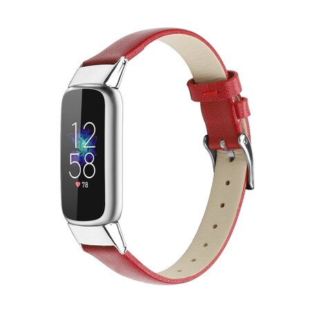 Fitbit Luxe - Lederband - Größe: Groß - Rot