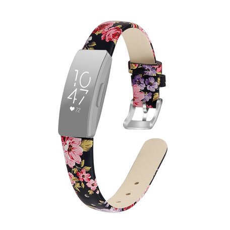 Fitbit Inspire 1 / HR / Ace 2 Lederarmband - Größe: Large - Blumendruck