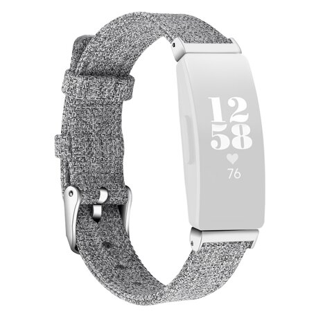 Fitbit Inspire 1 / HR / Ace 2 Canvas-Armband - Größe: Groß - Hellgrau