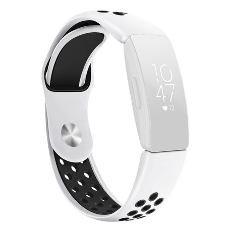 Fitbit Inspire 1 / HR / Ace 2 Silikon-Sportband - Größe: Groß - Weiß + Schwarz