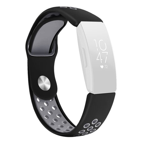 Fitbit Inspire 1 / HR / Ace 2 Silikon-Sportband - Größe: Groß - Schwarz + Grau