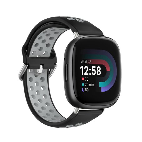 Fitbit Versa 3 & 4 / Sense 1 & 2 - Sport Edition - Groß - Schwarz + Grau