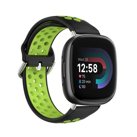 Fitbit Versa 3 & 4 / Sense 1 & 2 - Sport Edition - Groß - Schwarz + Grün