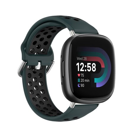 Fitbit Versa 3 & 4 / Sense 1 & 2 - Sport Edition - Groß - Dunkelgrün + Schwarz