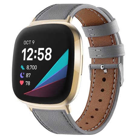 Fitbit Versa 3/4 & Sense 1/2 Lederband - Grau