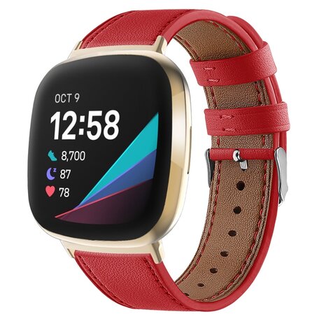 Fitbit Versa 3/4 & Sense 1/2 Lederband - Rot