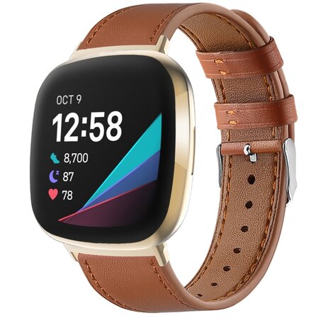 Fitbit Versa 3/4 & Sense 1/2 Lederband - Braun