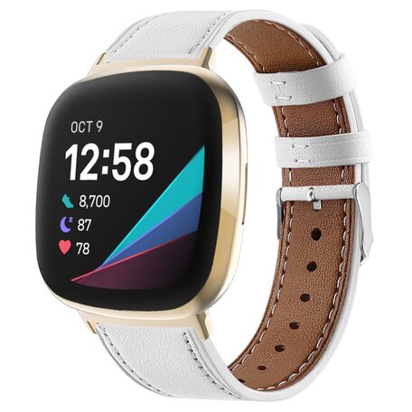 Fitbit Versa 3/4 & Sense 1/2 Lederband - Weiß