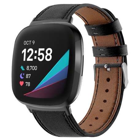 Fitbit Versa 3/4 & Sense 1/2 Lederband - Schwarz