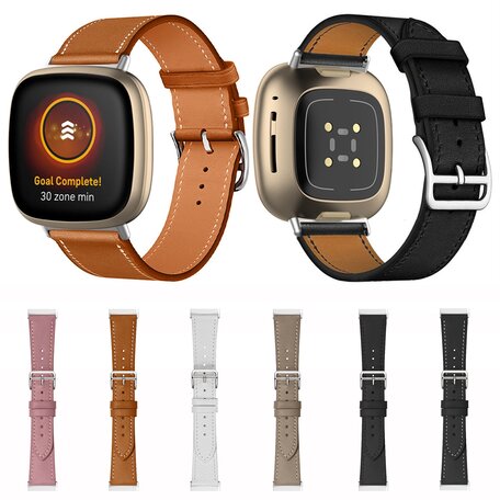 Fitbit Versa 3/4 & Sense 1/2 Lederband - Grau-Braun