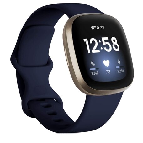 Fitbit Versa 3 & 4 / Sense 1 & 2 Sportarmband - Mitternachtsblau - Größe: M/L