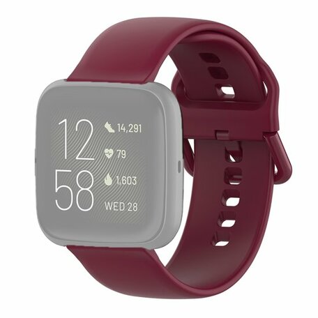 Fitbit Versa 1 / 2 & Lite Silikon-Sportband mit Schnallenverschluss - Weinrot - Größe: Large