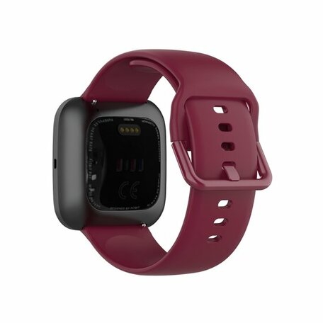 Fitbit Versa 1 / 2 & Lite Silikon-Sportband mit Schnallenverschluss - Weinrot - Größe: Large