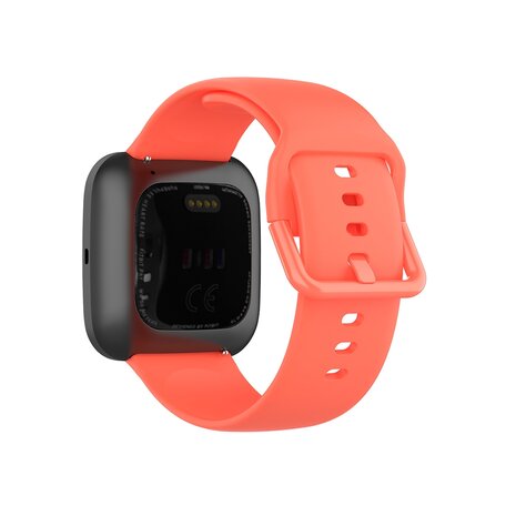 Fitbit Versa 1 / 2 & Lite Silikon-Sportband mit Schnallenverschluss - Coral Orange - Größe: Large