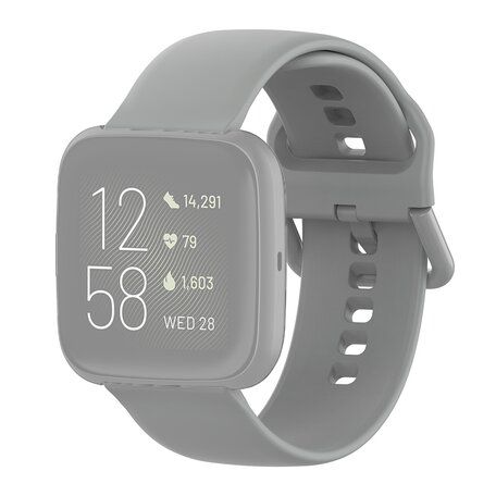 Fitbit Versa 1 / 2 & Lite Silikon-Sportband mit Schnallenverschluss - Grau - Größe: Large