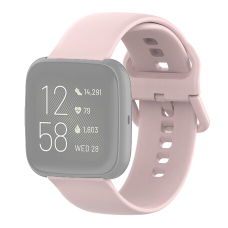 Fitbit Versa 1 / 2 & Lite Silikon-Sportband mit Schnallenverschluss - Pink - Größe: Large