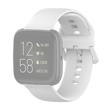 Fitbit Versa 1 / 2 & Lite Silikon-Sportband mit Schnallenverschluss - Weiß - Größe: Large