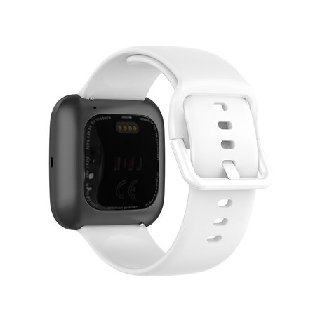 Fitbit Versa 1 / 2 & Lite Silikon-Sportband mit Schnallenverschluss - Weiß - Größe: Large