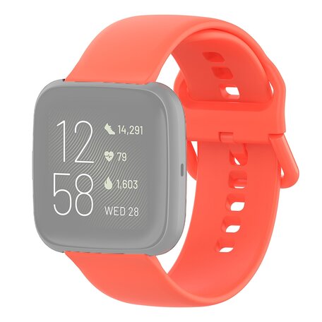 Fitbit Versa 1 / 2 & Lite Silikon-Sportband mit Schnallenverschluss - Coral Orange - Größe: Small