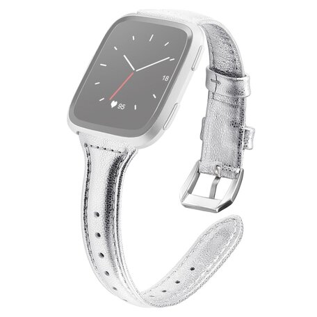 Fitbit Versa 1 / 2 & Lite Armband TPU Leder - Silber